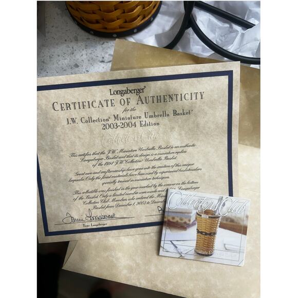 Longaberger JW Collection Miniature Umbrella Basket & Wrought Iron Stand NEW - Picture 3 of 3